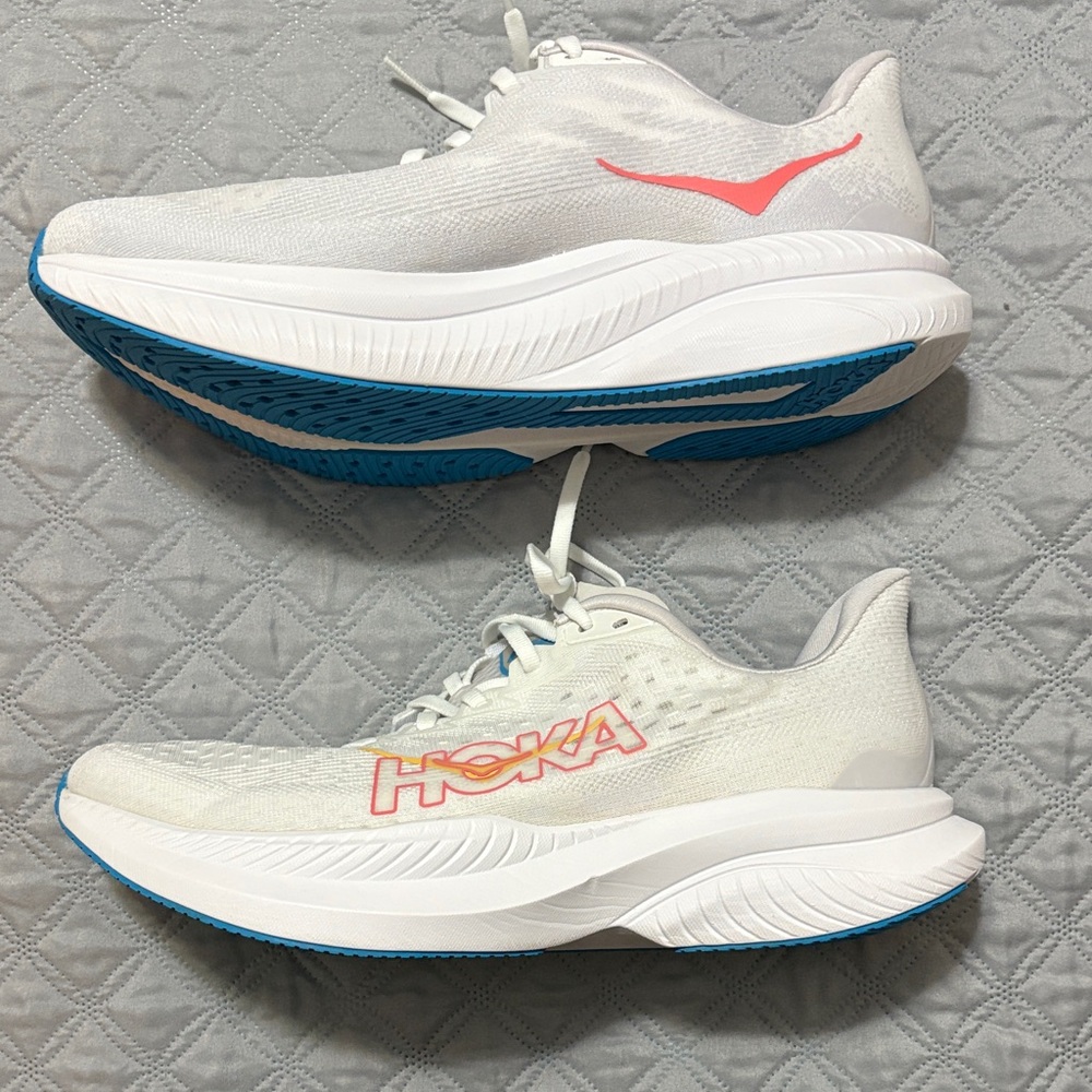 Hoka Women's Size 11 White and Coral Athletic Shoes